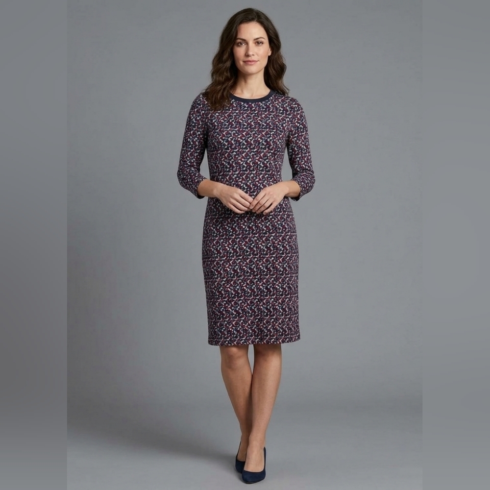 RALPH LAUREN 'Edjarra' Knee Length Scoop Neck 3/4 Sleeve Sheath Dress - Size S